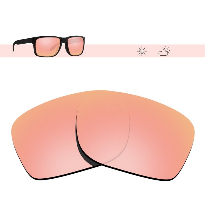 Glintbay Gepolariseerde Vervanging Zonnebril Lenzen Voor Oakley Holbrook-Meerdere Opties: Rose Gold Mirror
