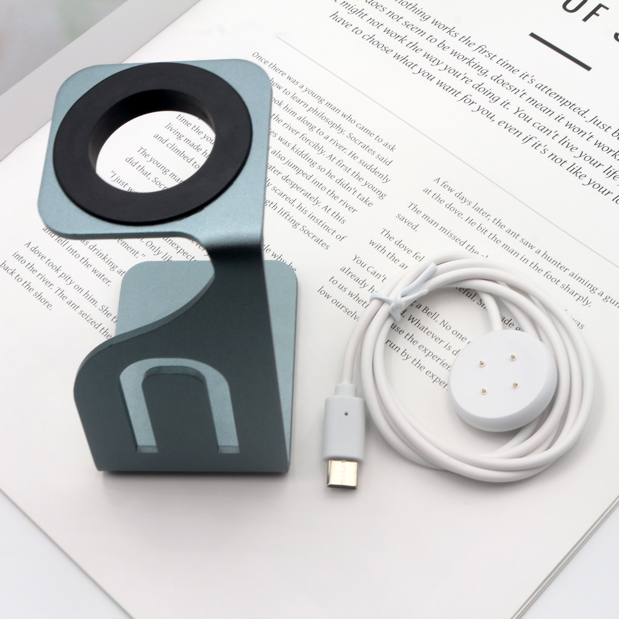 Charger Stand for Google Pixel 2/3 Watch Charging Dock Metal Station Base Non-Slip Aluminum Holder with USB-C Charger Cord Cable: GRAY