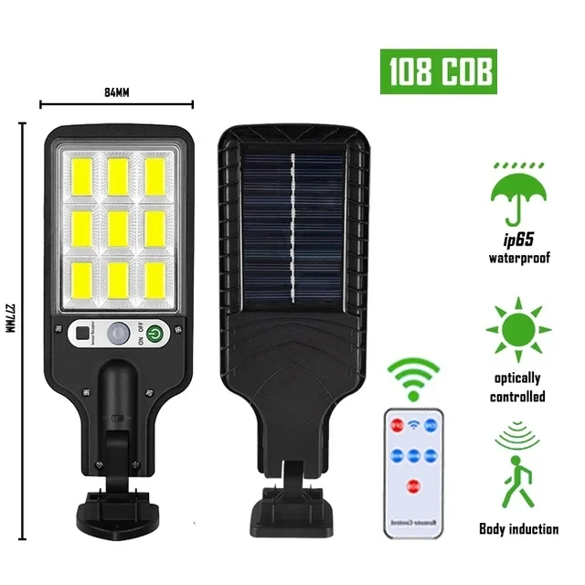 Nieuwste led-lampen op zonne-energie , 9900lm buitenlampen op zonne-energie met bewegingssensor, 4 standen, waterdicht ,  ip65 tuinlampen op zonne-energie voor op straat of in de tuin.