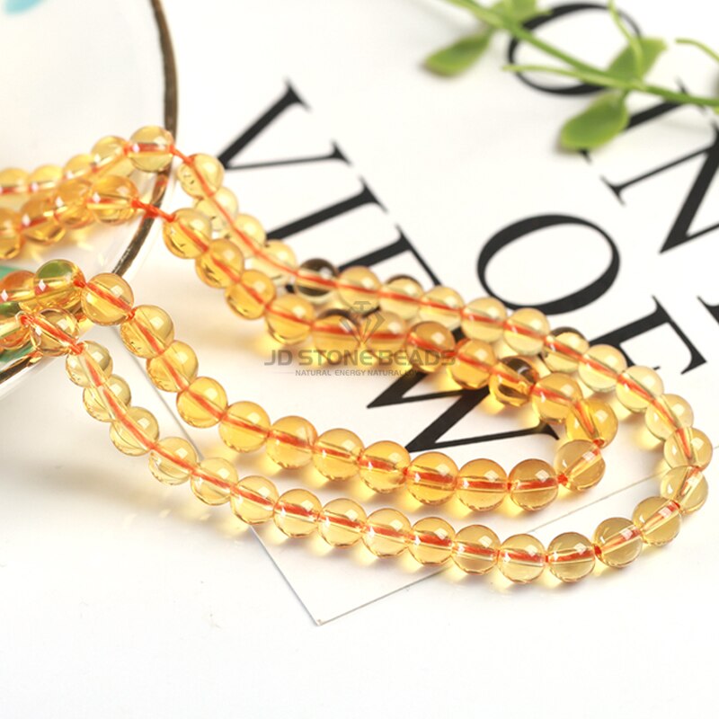 Cuentas sueltas de citrino Natural para fabricación de joyas, accesorios de bricolaje, pulsera de cristal amarillo, tamaño a elegir, 4, 6, 8, 10 y 12mm,