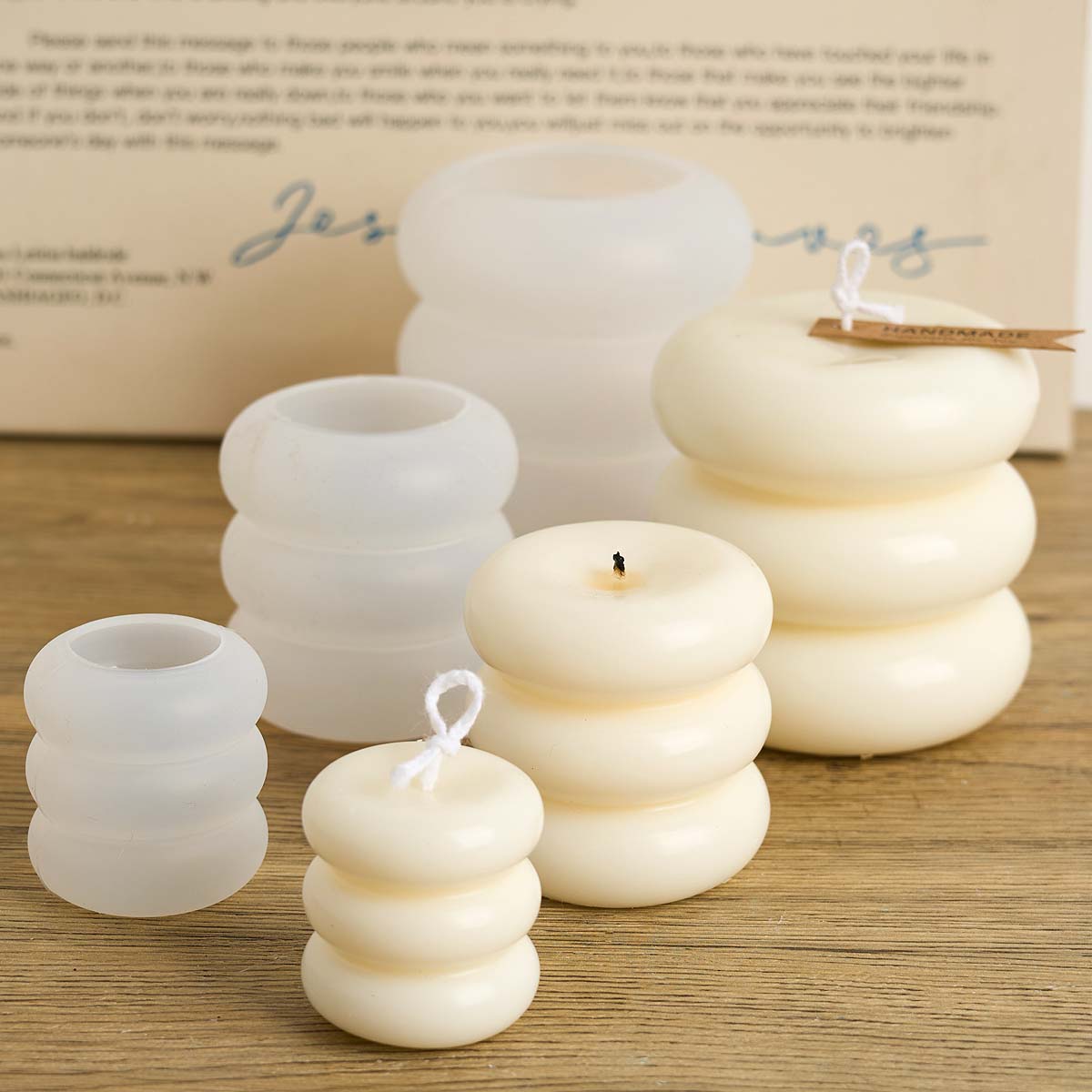 Molde de vela de silicona con forma de Donut de tres capas, círculo apilado DIY, velas perfumadas, moldes de jabón, artesanía de resina de yeso, decoración del hogar