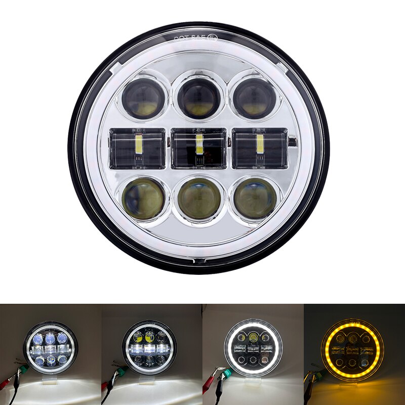 5.75&quot; inch LED Projector Headlight with Halo Angel Eyes White DRL Lights for Honda Shadow Aero Phantom VLX 600 750 VT 1100: C Chrome