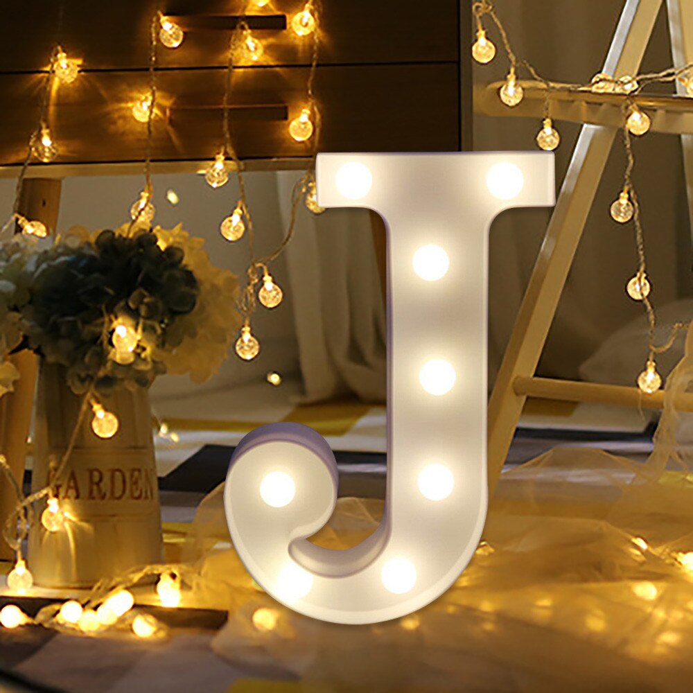 Soft warm glow wall hung or free standing Alphabet Letter Lights LED Light Up White Plastic Letters Standing Hanging A-M &: J