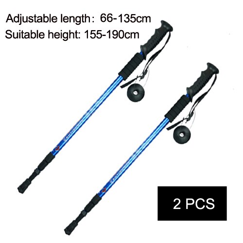 1/2pcsWalking Stick Trekking Poles Hike Nordic Walking Cane Aluminum Camp Telescopic Baton Outdoor Hiking Poles Crutches: 2 pcs blue