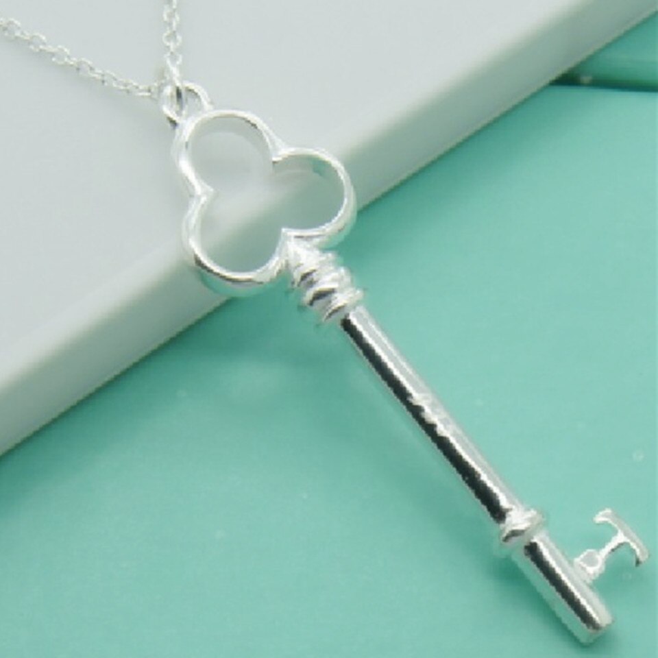 Babyllnt 925 sterling sølv krystal hjerte rund nøgle vedhæng halskæde til kvinder bryllup smykker sølv farve smykker: Jeg