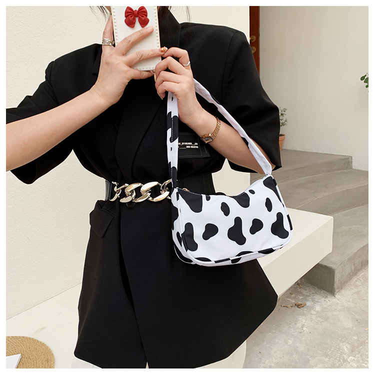 Nylon retro rutig dam leopardmönstrad avslappnad axel underarmsväskor för kvinnor 2022 trend tjejer shopper kvinnlig handväska: Ko