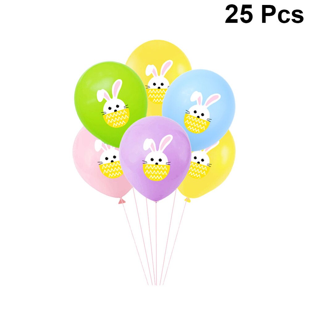 25Pcs Pasen Ballonnen Decor Cartoon Konijn Gedrukt Ballonnen Mooie Latex Ballonnen Voor Party Zonder Lijn (Geel + blauw