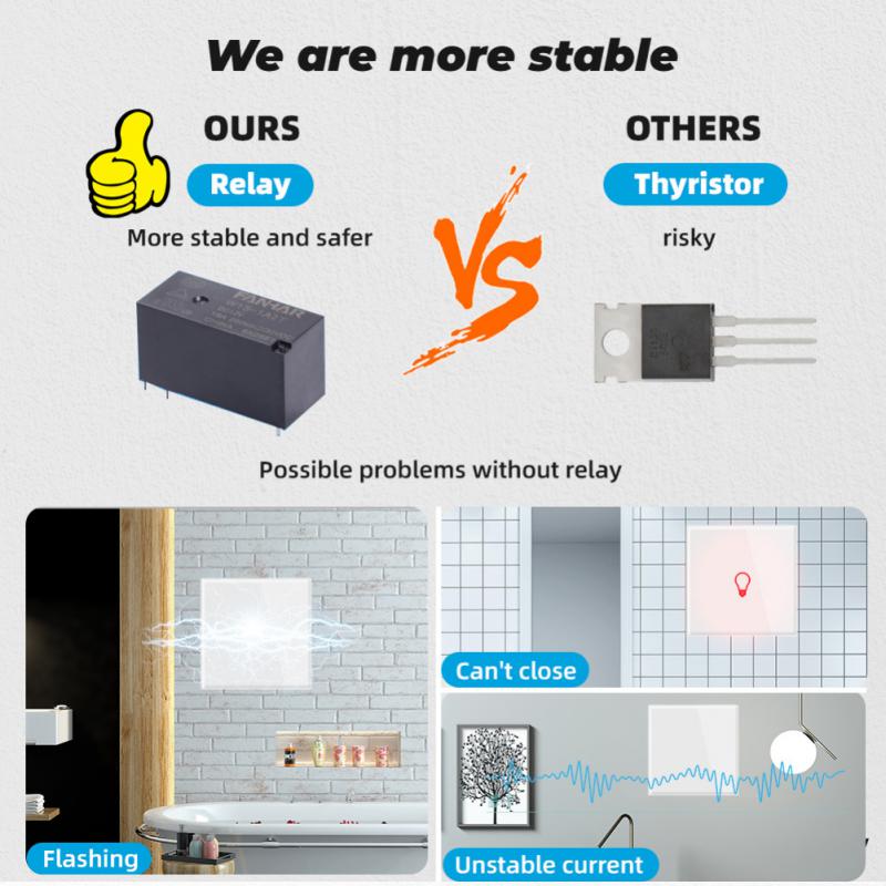 Geen Neutrale Draad Nodig Tuya Wifi Smart Touch Schakelaar 1 2 3 4 Bende Lichtschakelaar Smartlife App Controle Werk met Alexa Google Thuis