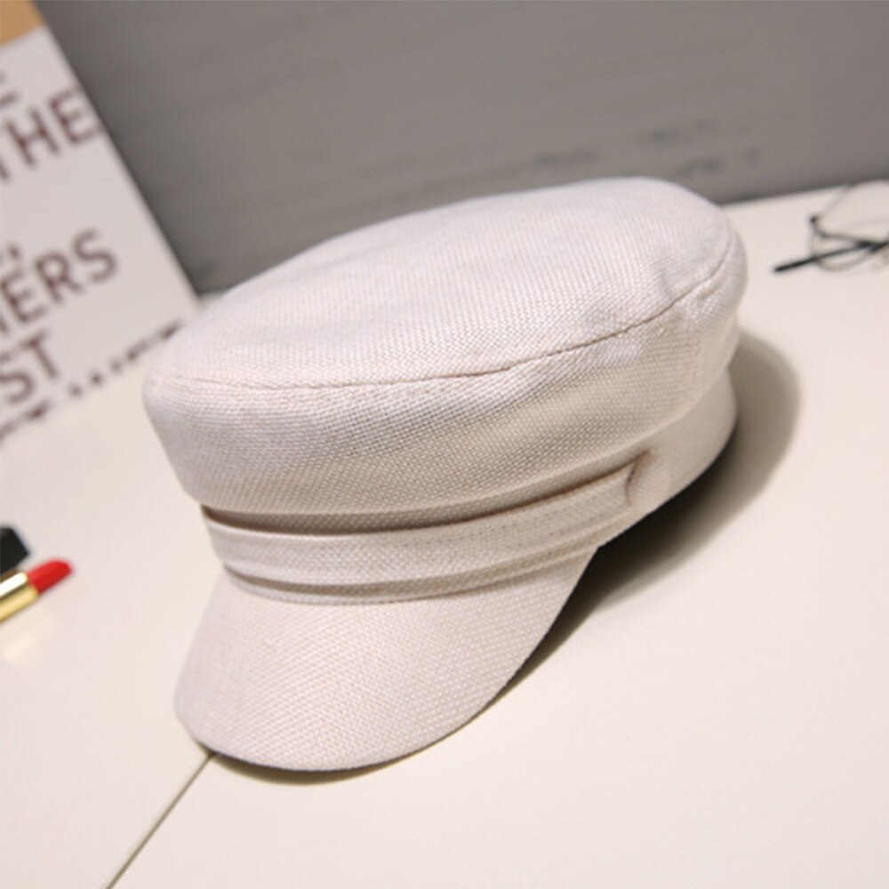 Mode Vrouwen Hoeden Achthoekige Platte Cap Elegante Dames Lente En Herfst Katoen Marine Hoeden Baretten Meisjes Effen Kleur Baret Hoeden: White