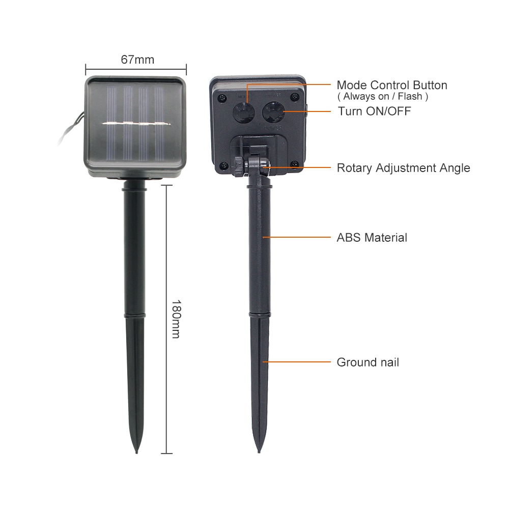 4.8M 6M Solar LED String Lights Flash Water Fairy Lamp Sensor Waterproof For Wedding Christmas Outdoor Garden Decoration