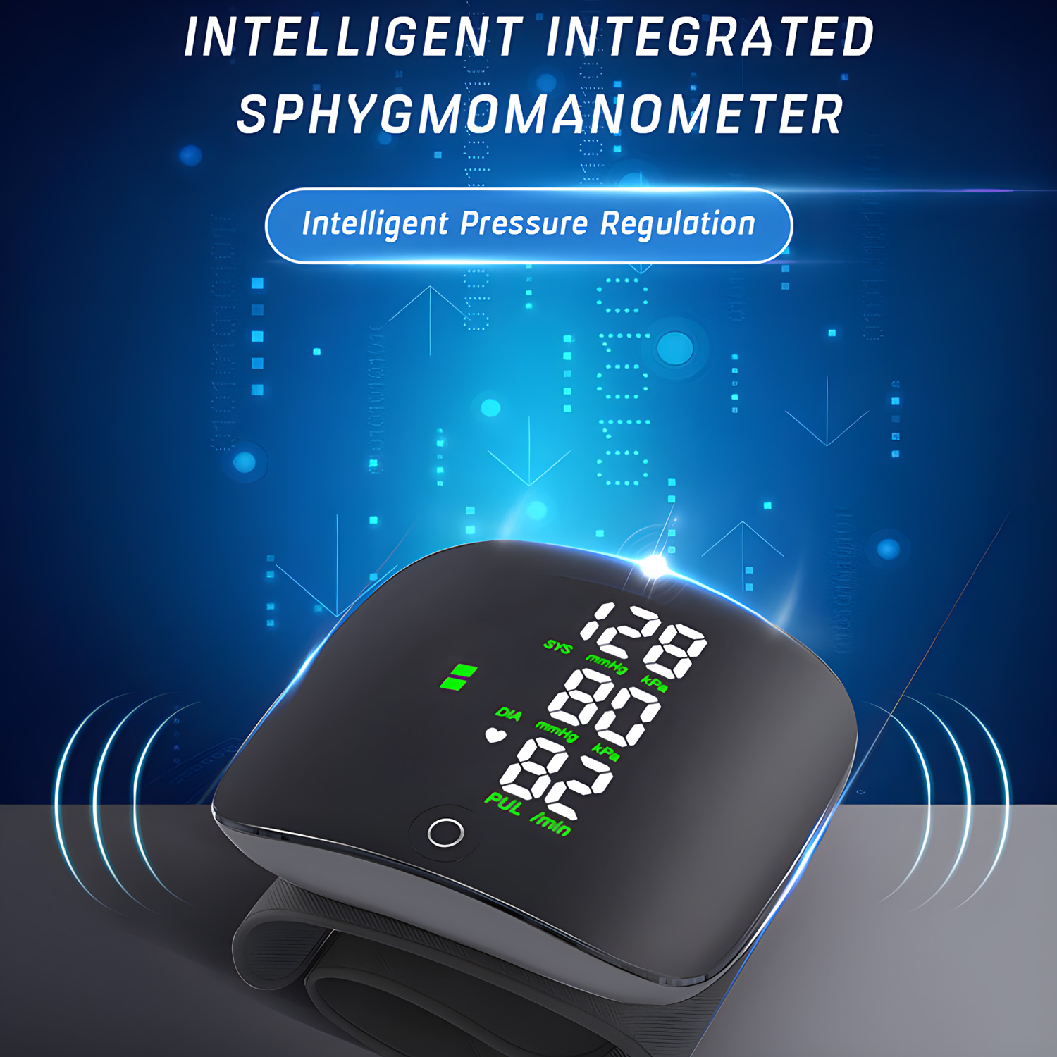 Tensiomètre de poignet Rechargeable, tensiomètre médical, sphygmomanomètre de santé, tonomètre, fréquence cardiaque, affichage LED USB