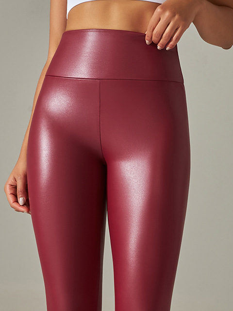 Leggings de cuero negro de invierno para mujer, mallas ajustadas de realce de cintura alta, pantalones de PU, pantalones finos de terciopelo, mallas sexis elásticas, novedad en: S / Multicolor