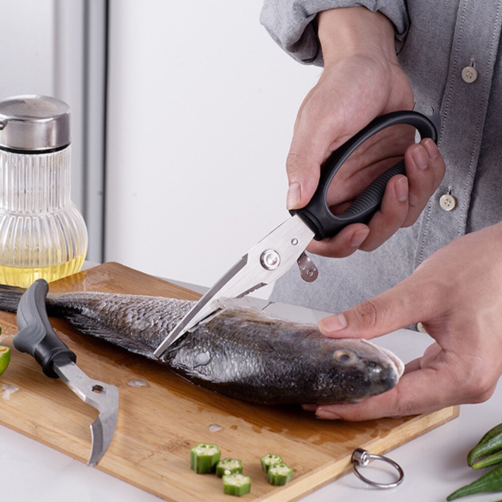 Tijeras de cocina extraíbles de acero inoxidable, para aves de corral, para cortar pollo, aves de corral, juego de hueso, carne y pescado