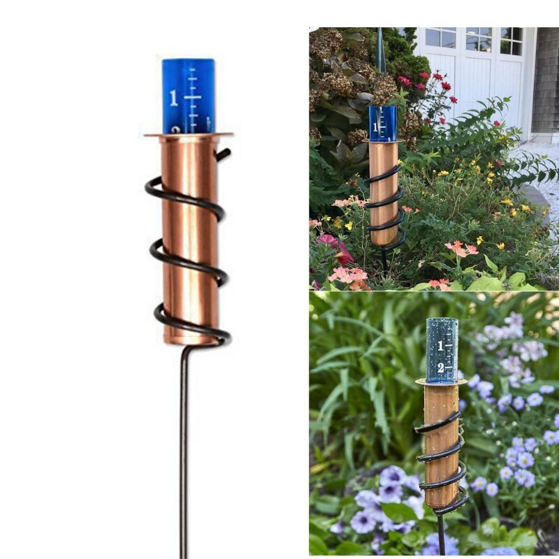 E15A Copper Rain Gauge Garden Water Meter, Floating Rain Gauge Garden &amp; Landscape-Pluviometer Float Measure Vertical Fence