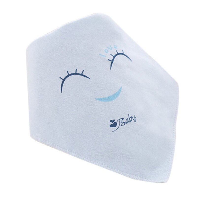 Double-dark Buttoned Organic Cotton Baby Waterproof Saliva Towel Bibs Feeding Lunch Bandana Cute Smiley Face Bibs: blue