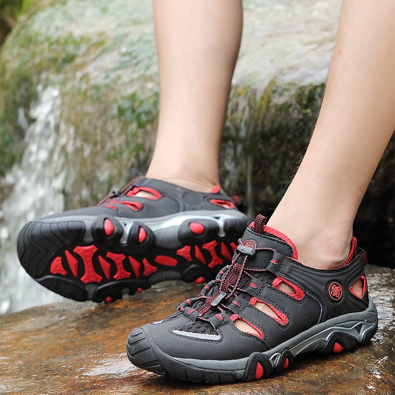 Men Mesh Aqua Shoes Outdoor Non-slip Durable Trekking Upstream Shoes Male Cool Hiking Wading Water Sports Sneakers