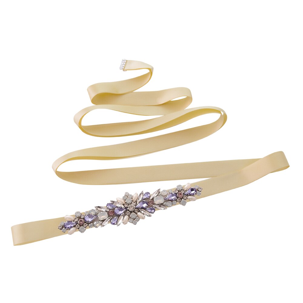 Trixy  s451 ursnygga bröllopsbälte skärp dam strass bälte brud skärp bälte kristall bälte diamant bälten för bröllop tillbehör: Champagne