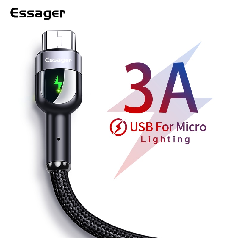 Essager Led Micro Usb-kabel Fast Charging Oplader Microusb Datakabel Voor Samsung Xiaomi Draad Cord Android Mobiele Telefoon Kabel 2M