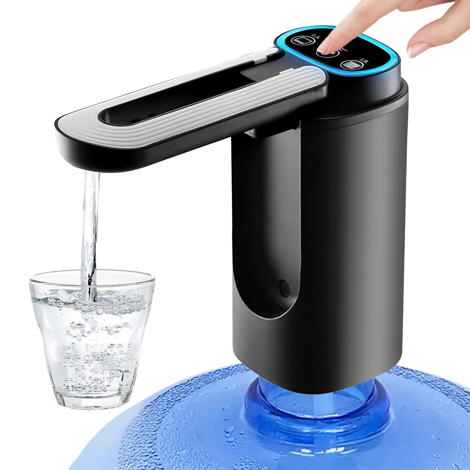Waterflespomp Automatische waterdispenser voor 5-galon fles Type-C Opladen Draagbare elektrische waterdispenserpomp (zwart)