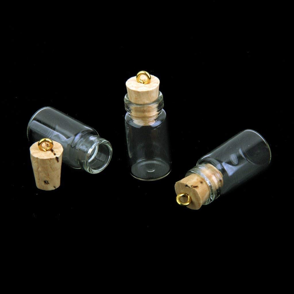 10 stk mini glassflasker små hetteglass kork miniatyr klare glasskrukker flerbruks korkstopper ønske glass (langt mønster og kork