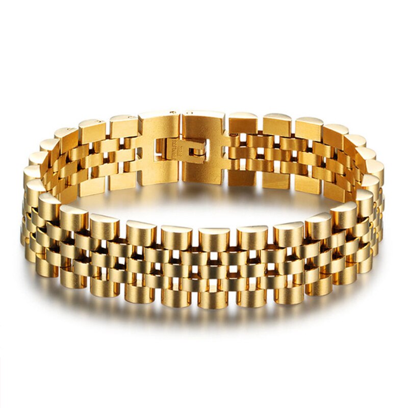 Luksus guld farve rustfrit stål armbånd 200mm armbånd mænd smykker armbånd armbånd til ham luksus armbånd: Guld