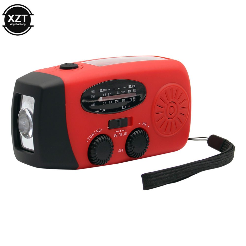 Przenośne radio AM/FM/WB Solarny generator korby ręcznej Oświetlenie LED Wielofunkcyjny odbiornik audio Zewnętrzne narzędzia awaryjne