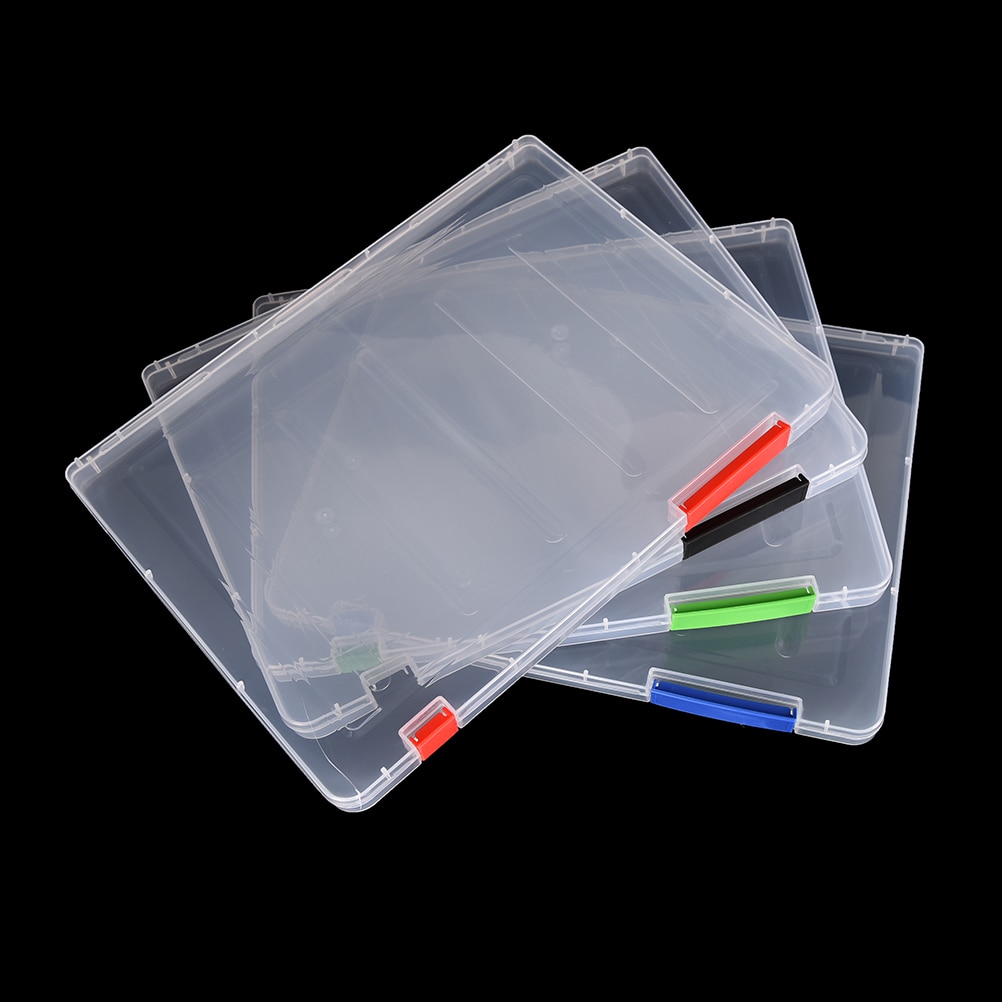 3 farver  a4 gennemsigtig opbevaringsboks klar plast dokument papir udfyldning sag fil pp kontor arrangør usynlige opbevaring sager