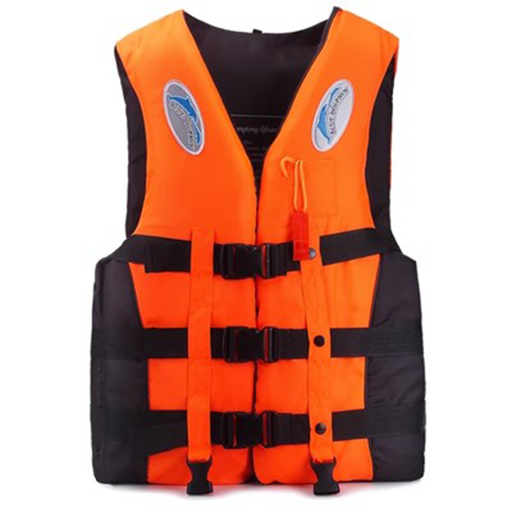 Outdoor life jacket for adults, adjustable buoyancy, survival suit, polyester, children's life jacket with whistle: M / Orange