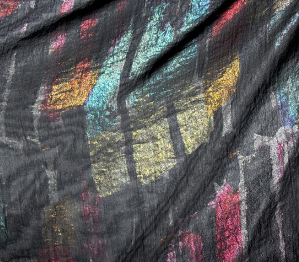 Dancing Stage Cosplay Dress Chiffon Fabric Bronzed Flowing Fabric Shiny Thin Fabric Bronzing Costume Fabric DIY 1M: BLACK