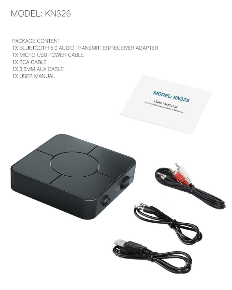 KN326 Bluetooth 5.0 Zender En Ontvanger Combo Met Bluetooth Handsfree Tv Auto Stereo Bluetooth 5.0 Ontvanger Draagbare Audio
