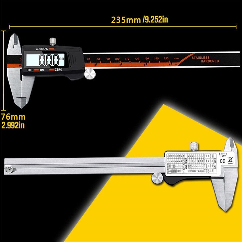 Stainless Steel Digital Display Caliper 0-150mm Fraction / MM / Inch High Precision LCD Vernier Caliper