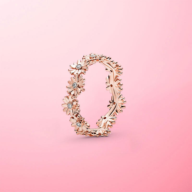 neue Authentische 925 Sterling Silber Funkelnden Gänseblümchen Blume Krone Finger Ring Für Frauen Original Silber Schmuck Beste: 8 / PTR005