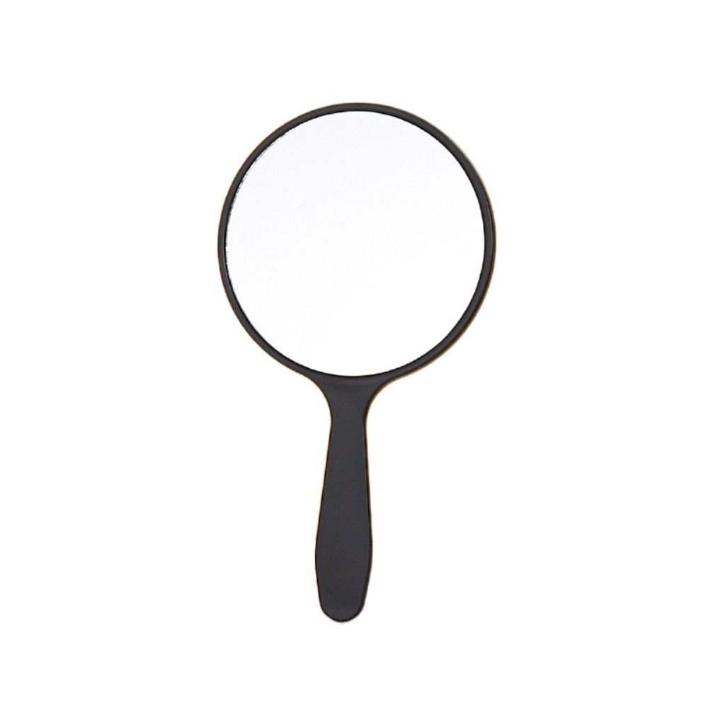 DIY Makeup Mirror Cute With Handle Small Round Handheld Mirror Handheld Anti-fall Portable Mirror Home: Brown