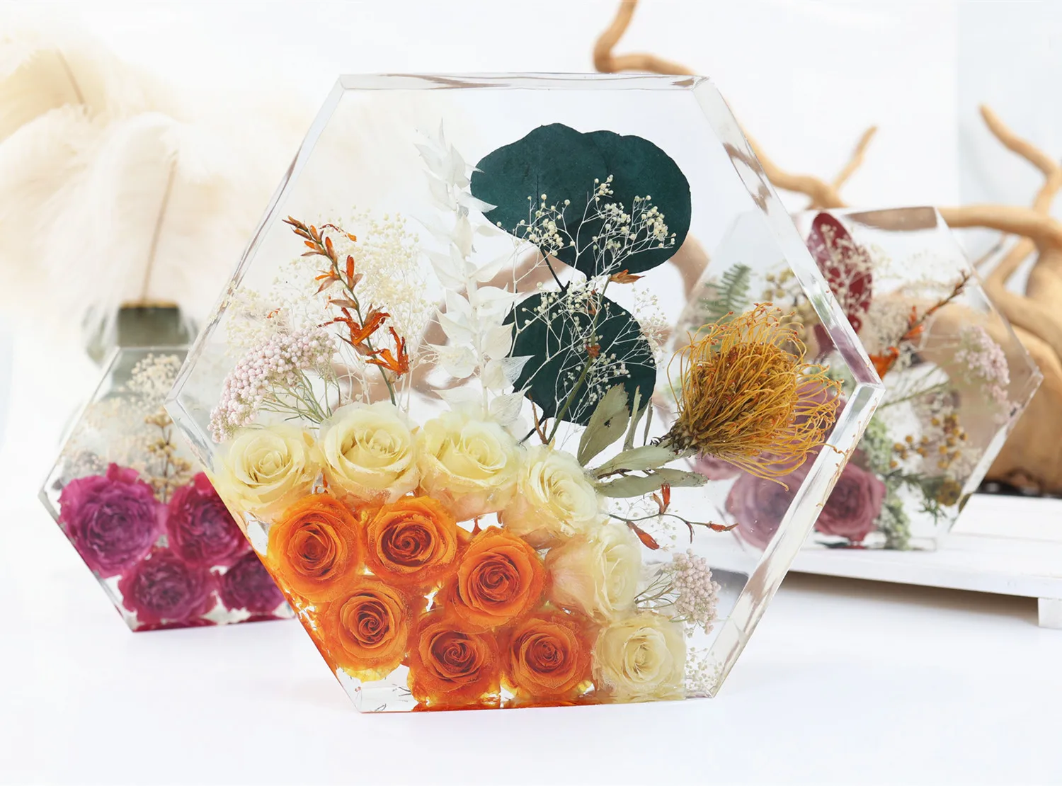 DIY Book Pillow Crystal Epoxy Resin Mold Various Sizes Large Geometry Hexagon Mirror Silicone Mould