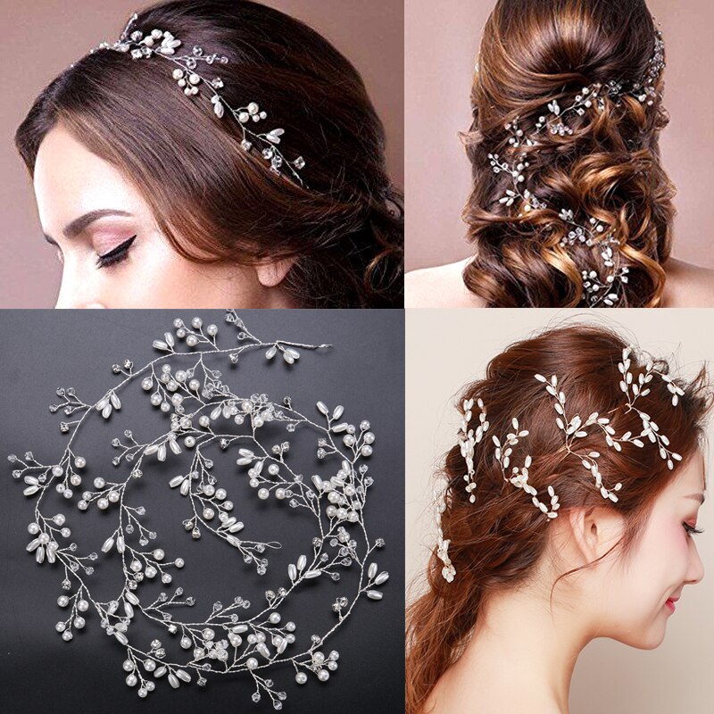 Bruiloft Haar Accessoires Kristal Parel Haar Riem Bruiloft Bruids Haar Sieraden Haar Sieraden Bruid Hoofdtooi Hoofdbanden Tiara