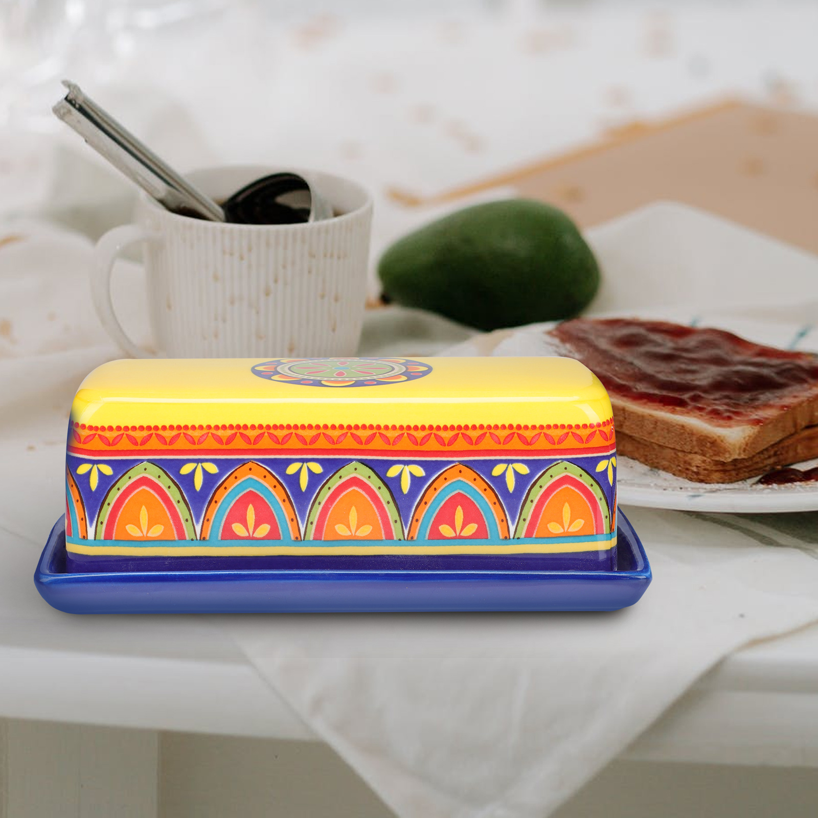 1pc American Style Butter Dish Delicate Ceramic Butter Box Butter Container