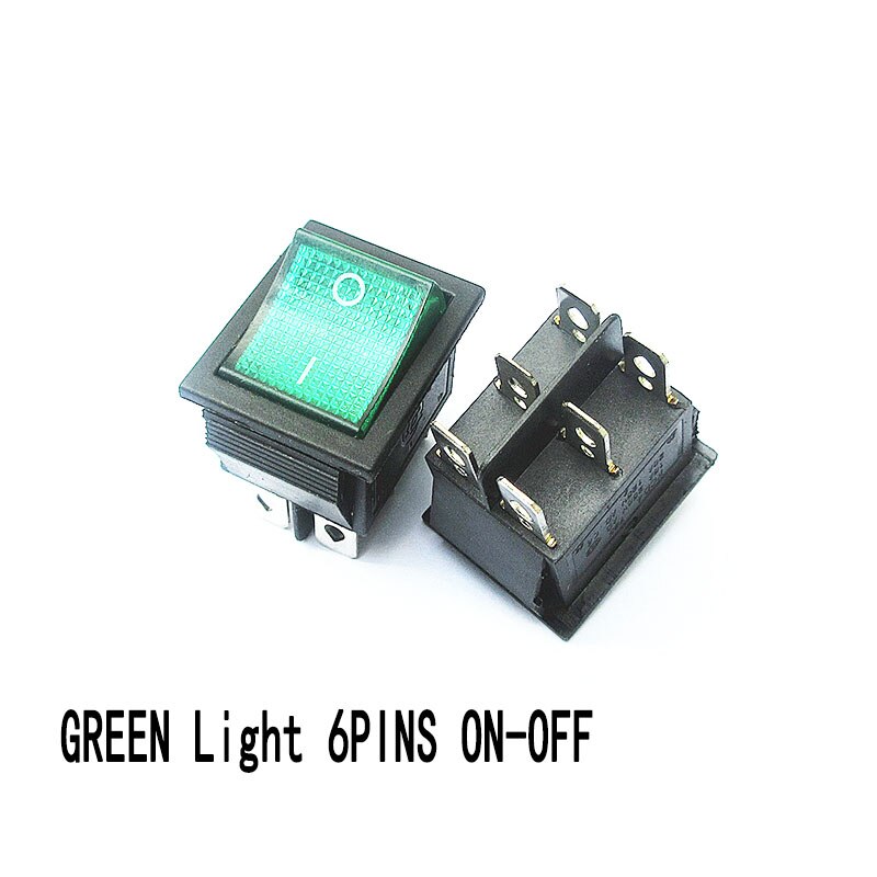 5PCS KCD4 Rocker Switch 2/3 Position 4/6 Pins Electrical Equipment With Light Power Switch Switch 16A 250VAC/ 20A 125V ON-OFF-ON: 6PIN  ON-OFF GREEN