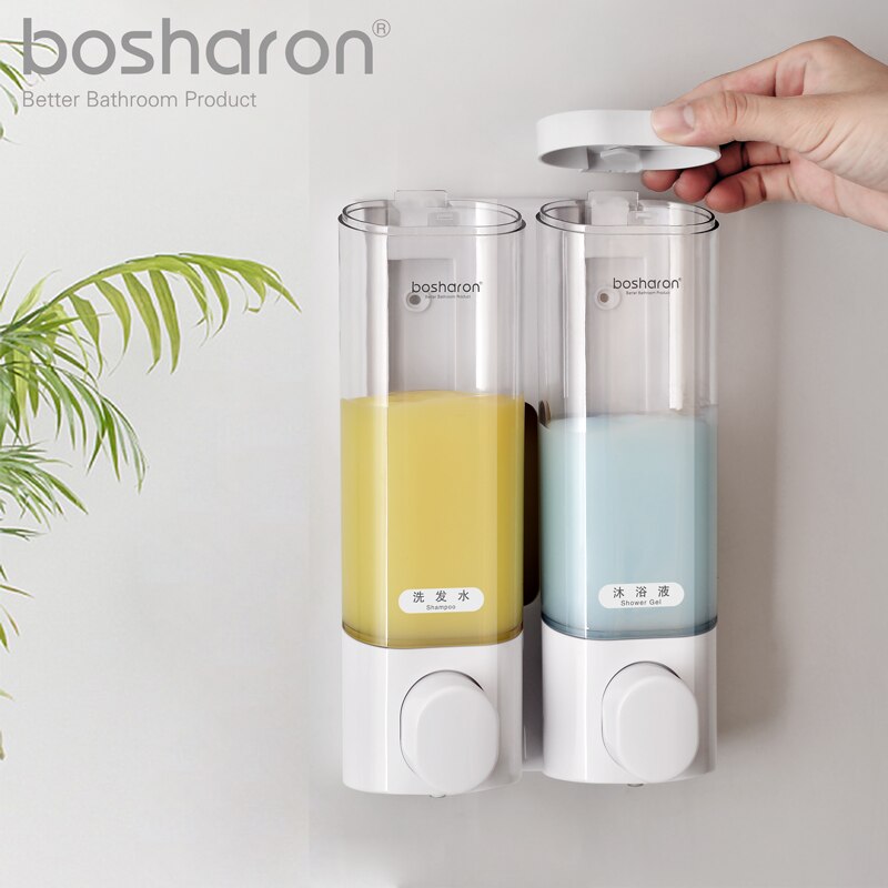 Bathroom Wall Mounted Soap Dispenser For Shampoo Shower Gel Kitchen Dish Detergents Hand Sanitizer 300ml Lockable Plastic Bottle