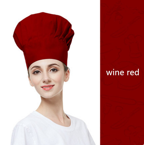 chinese chef hat restaurant hat cook hat kitchen hat chef cap: wine red