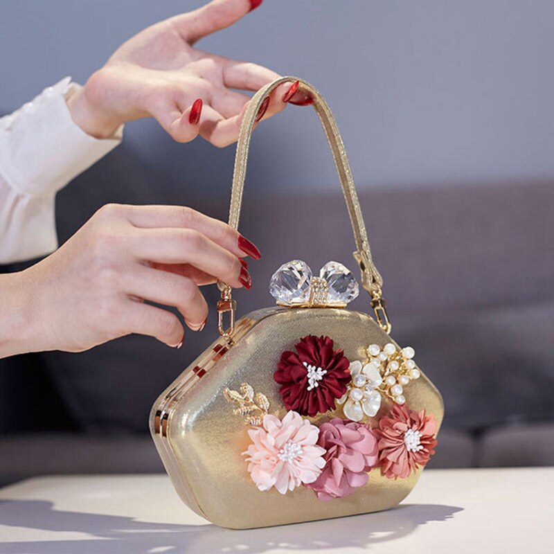 Zzslhl Vrouwen Elegante Handtassen Avondtassen Bloem Handtassen Dames Mode Handtassen: Gold