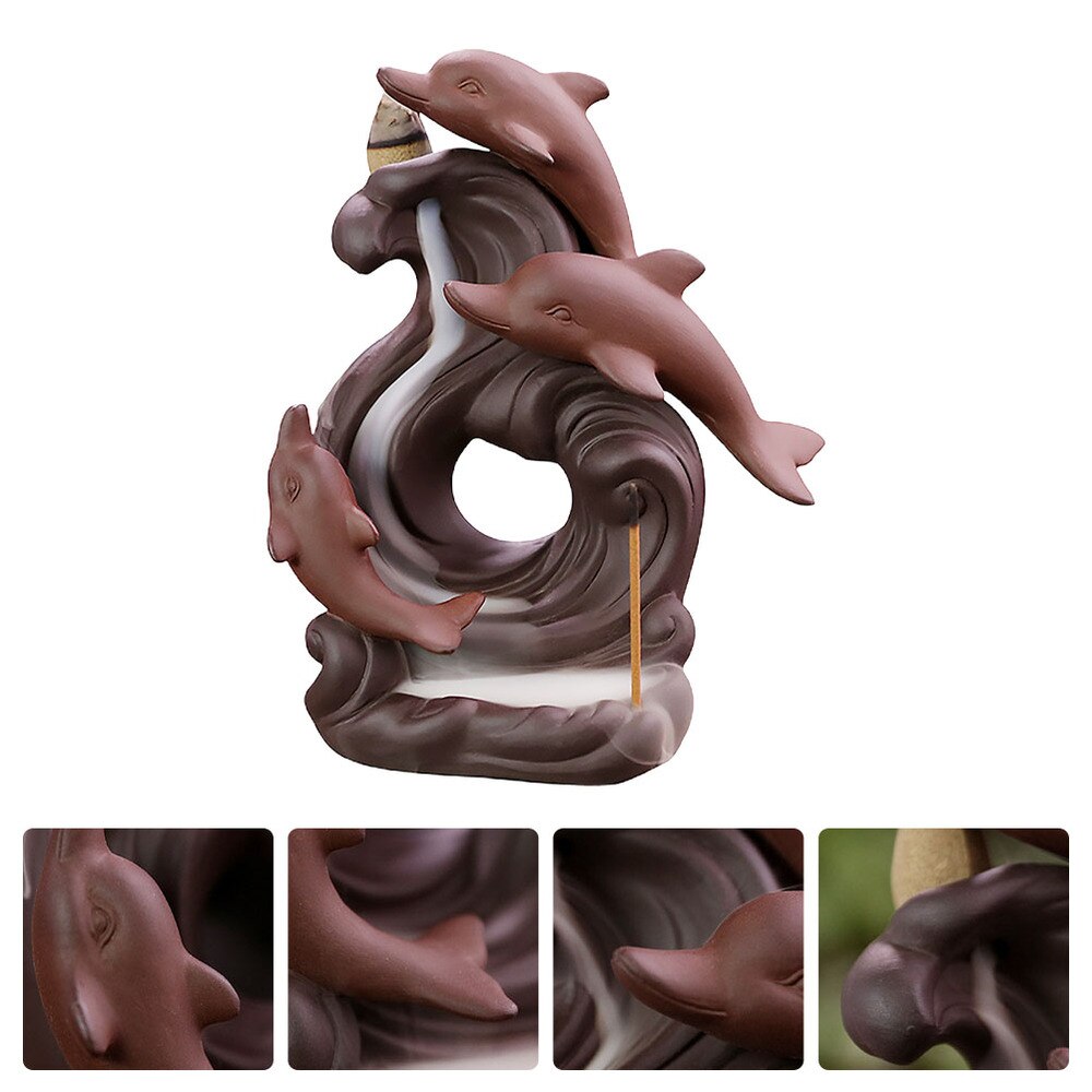 Backflow Incense Burner Dolphin Incense Holder Aromatherapy Ornament Home Decor: Default Title