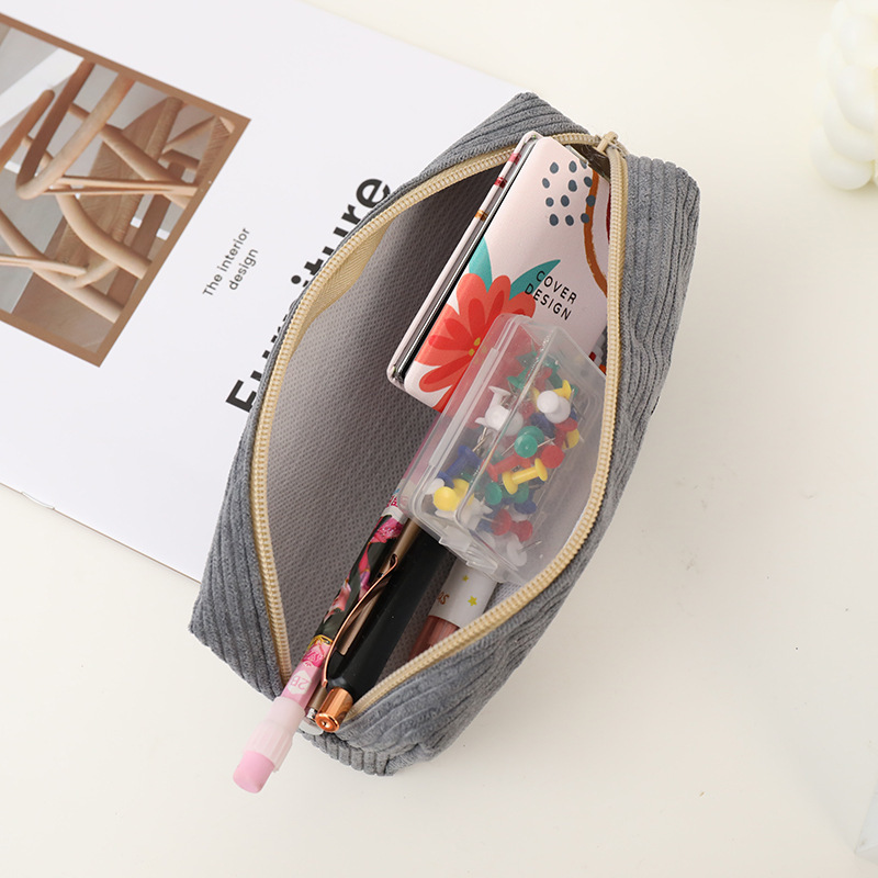 Estuche para lápices de pana bonito, estuche para bolígrafos con bordado de tiburón pequeño, para niñas y niños, suministros organizadores de papelería para escuela y oficina