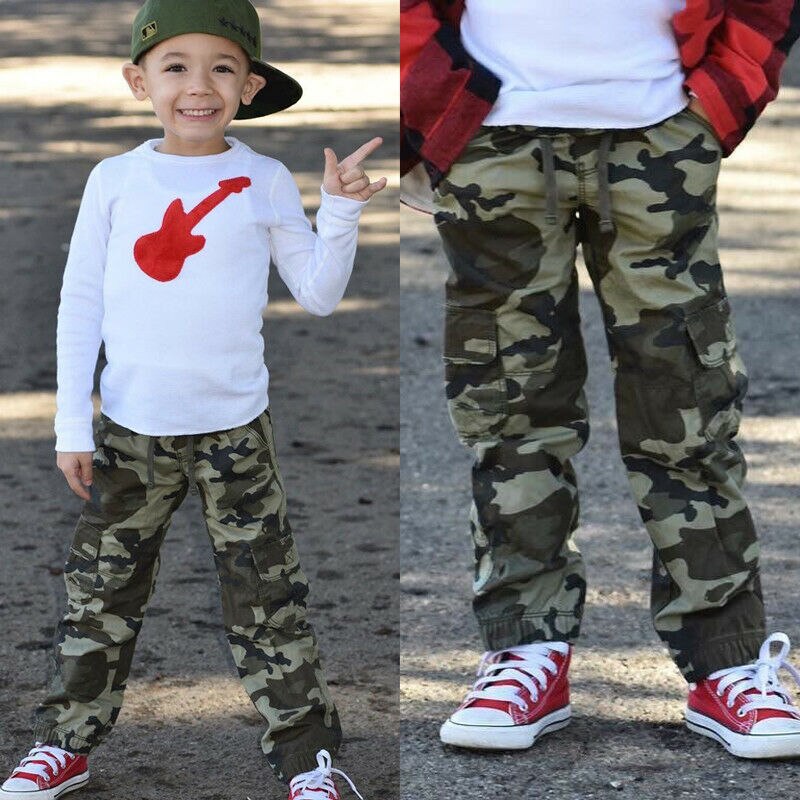 Goocheer 2-7y peuterjongen meisjes elastische broek kinderen casual camouflage rechte lange broek broek coole jongens onderkant