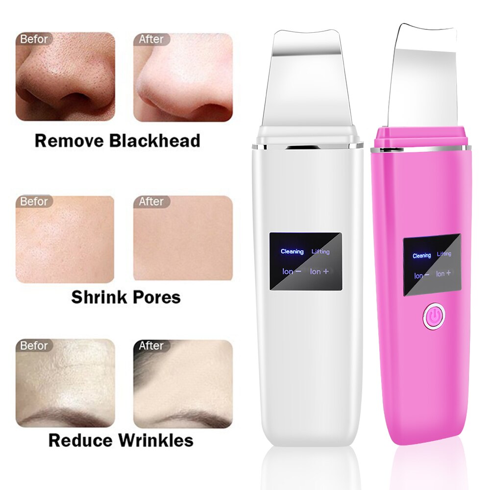 Ultrasonic Skin Scrubber Deep Face Cleaner Machine Dirt Blackhead Removal Facial Lifting Peeling Reduce Wrinkles Skin Scrubber