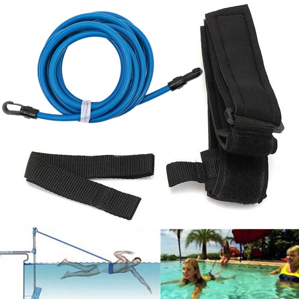 Justerbar sele svømtræning modstandsbælte sikkerhed reb svømmehal værktøj svømning træner sikkerhed reb: Blå