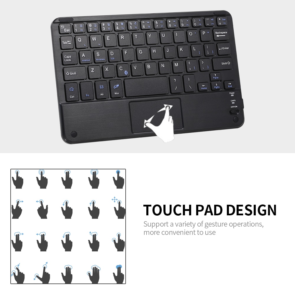 Wireless BT 3.0 Keyboard Ultra-slim Mini BT Keyboard with Touch Pad Support Android Windows iOS System for Laptop Phone Tablet