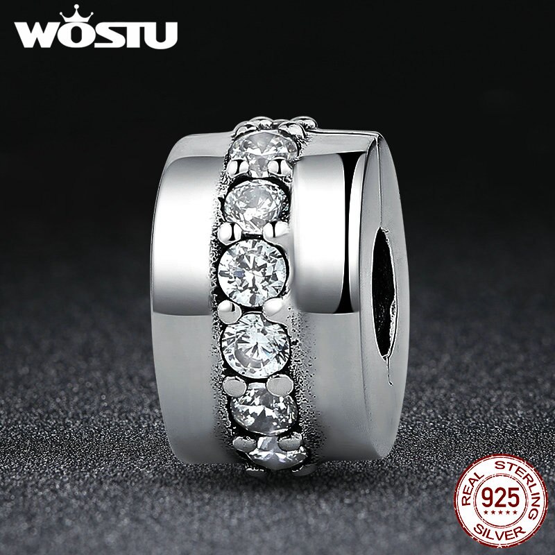 Real 925 Sterling Silver Shining Path Clip Charms Beads Fit Original WST Bracelet Bangle Authentic Fine Jewelry