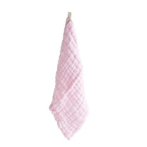 Huishoudelijke kinderen wassen kleine handdoek katoenen garen doekjes zakdoek kinderen kleine vierkante handdoek speeksel handdoeken: Roze
