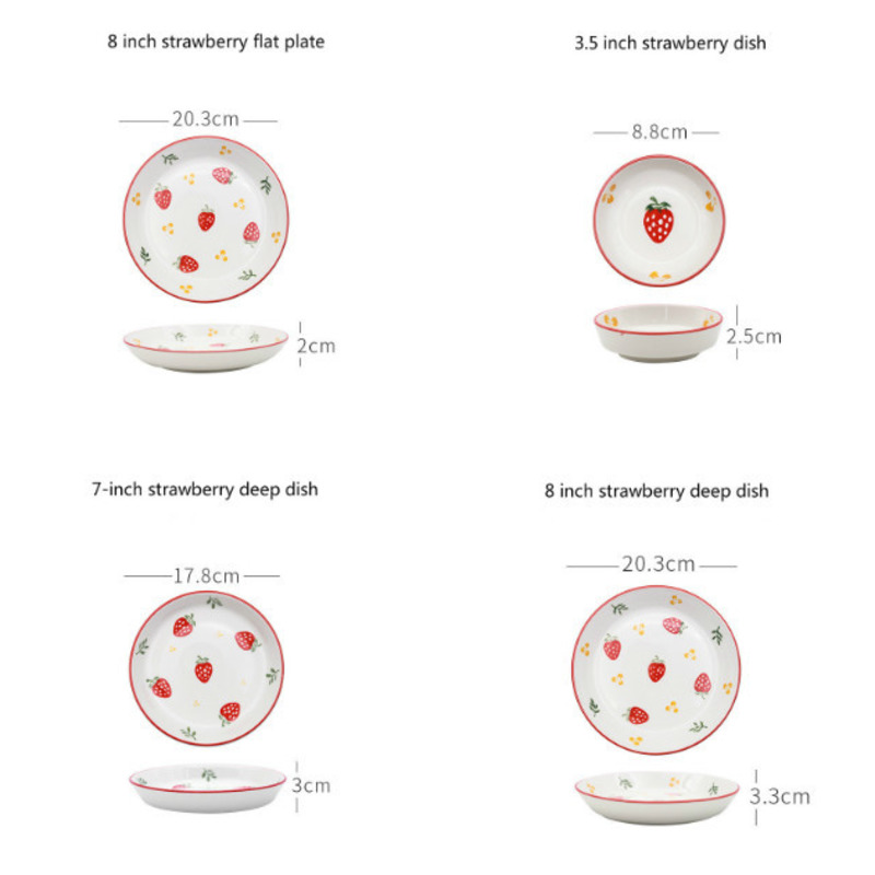 Assiette en céramique dessin animé Style nordique fraise Steak assiette alimentaire vaisselle bol Ins dîner plat haut de gamme porcelaine ensemble de vaisselle