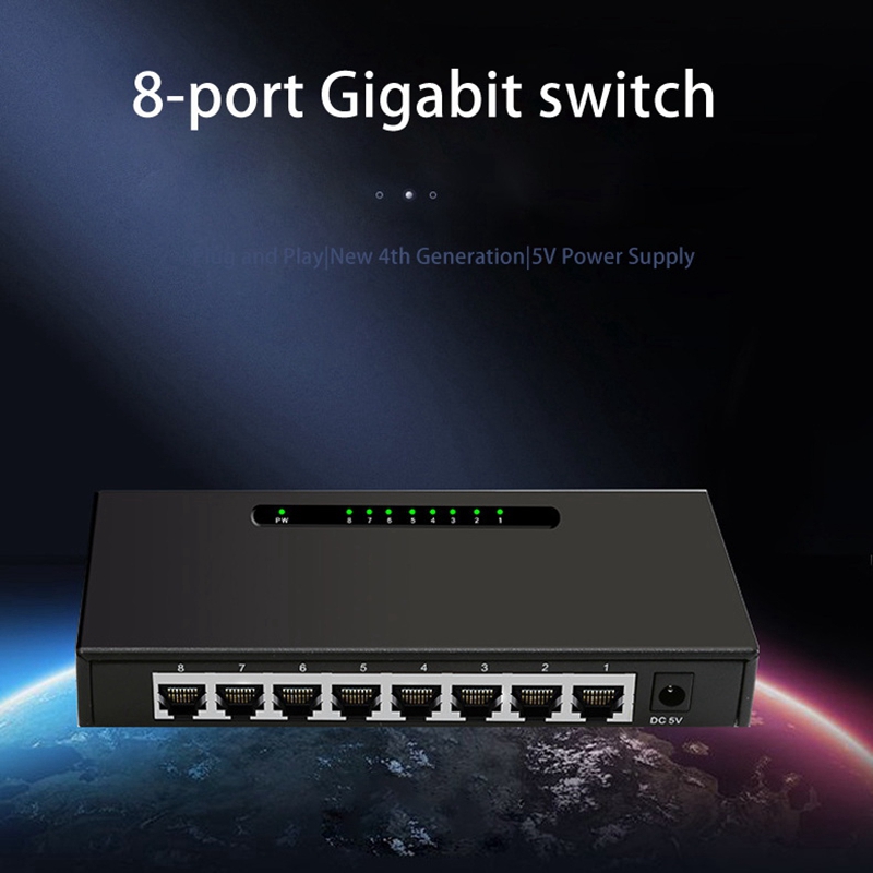 Splitter Ethernet 8-Port RJ45 Gigabit Anti-ekranowanie wskaźnik LED przełącznik sieciowy dla Monitor Router PC